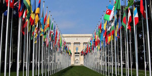 Flags outside the UN