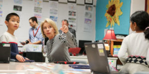 Sec of edu Betsy DeVos with children in classroom