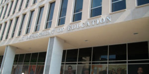 front of doe building