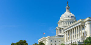 bright blue sky background with capitol building