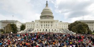 masses of students gathered at Capitol Hill